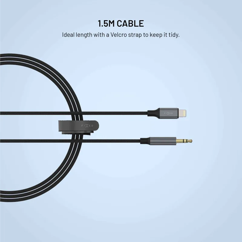 FIXED Link Premium Lightning till 3.5mm hane kabel 1.5m Rymdgrå - 8019297