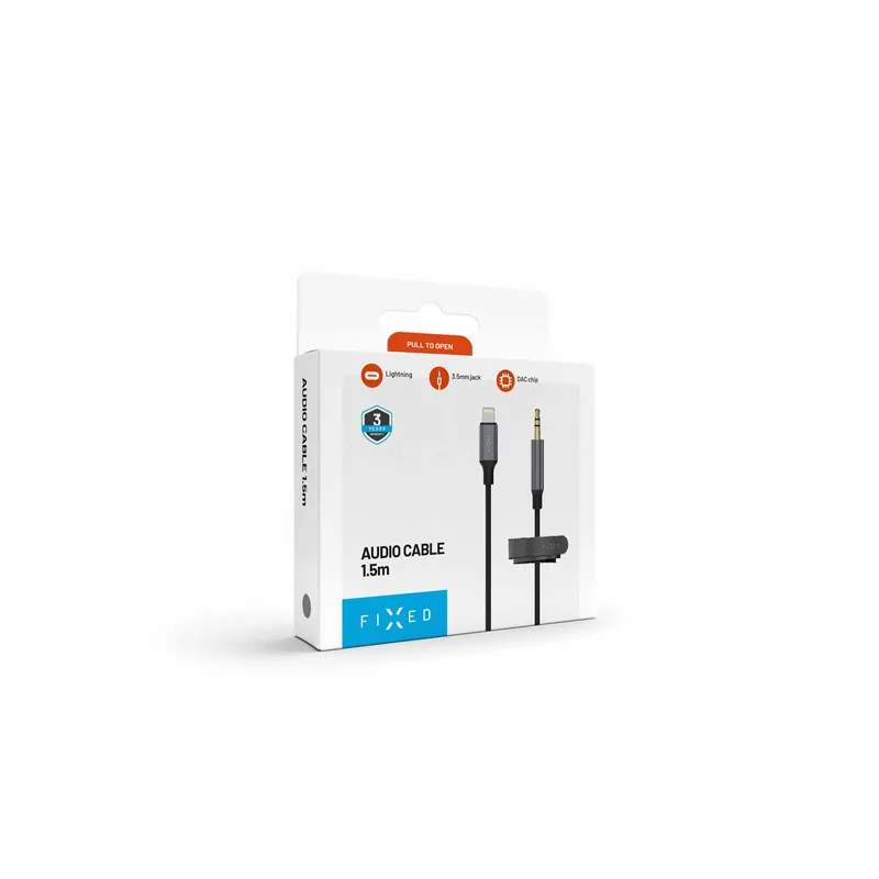 FIXED Link Premium Lightning till 3.5mm hane kabel 1.5m Rymdgrå - 8019297