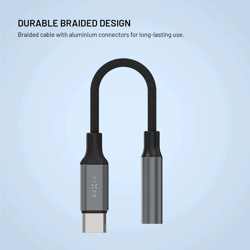 FIXED Link Premium USB-C till 3.5mm adapter Rymdgrå - 8019301