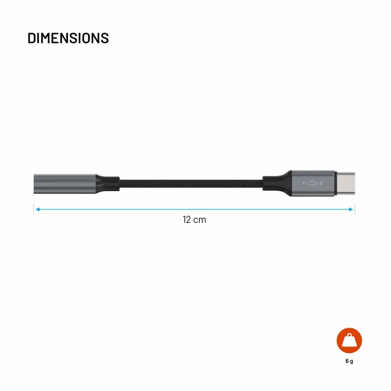 FIXED Link Premium USB-C till 3.5mm adapter Rymdgrå - 8019301