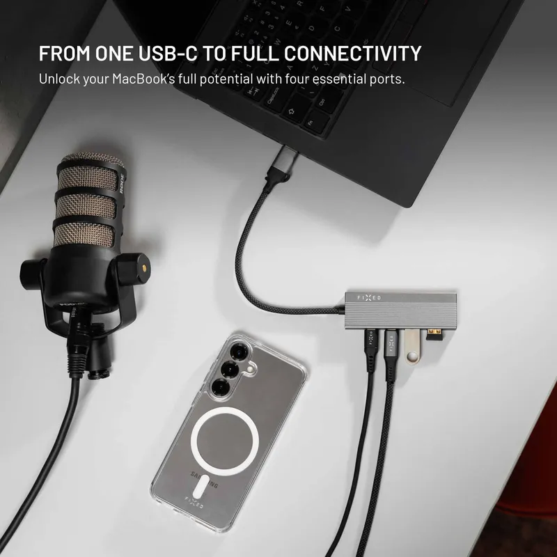 FIXED Hub Port 4in1 Multiport USB-C Hub Silver - 8019407