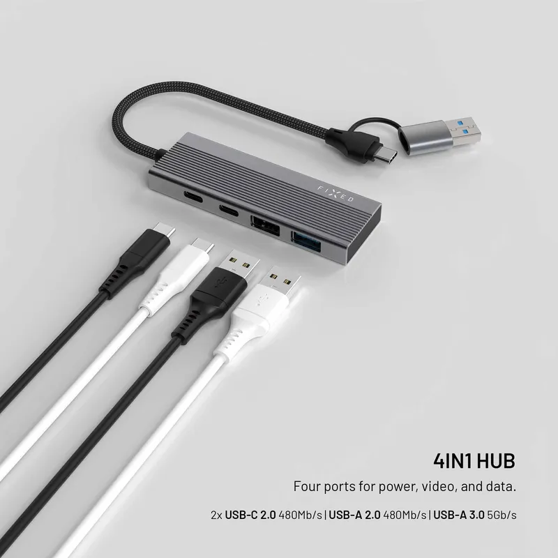 FIXED Hub Port 4in1 Multiport USB-C Hub Silver - 8019407