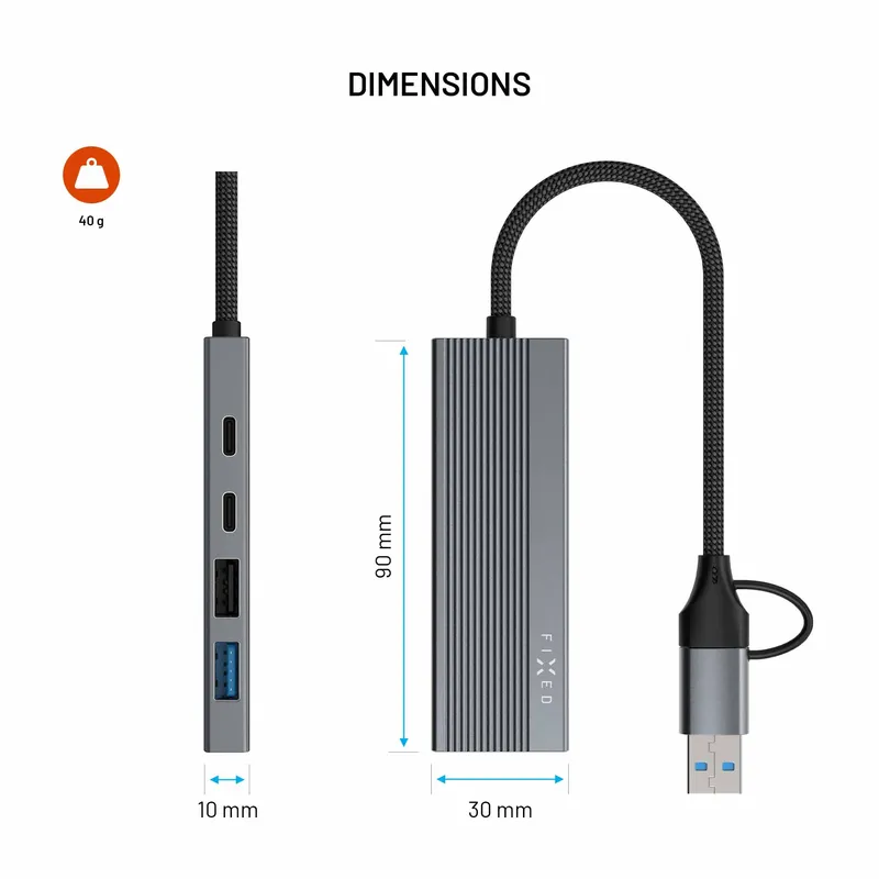 FIXED Hub Port 4in1 Multiport USB-C Hub Silver - 8019407