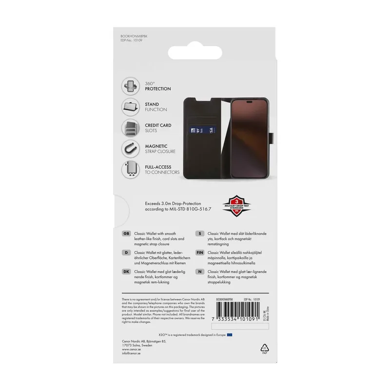 X2O Classic Wallet Plånboksfodral Honor Magic8 Pro Svart - 3410109