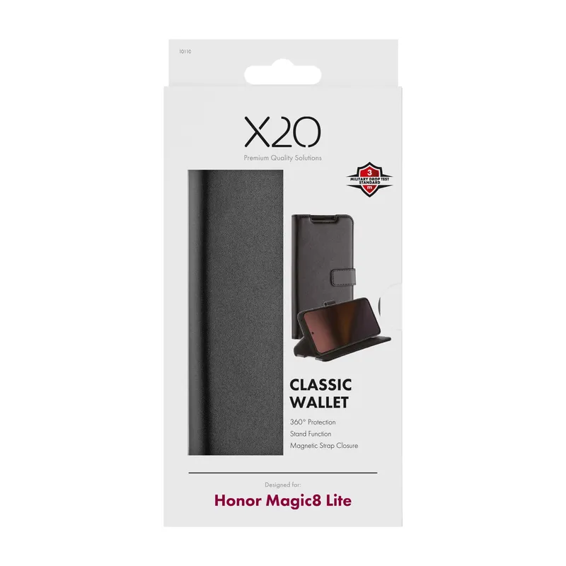 X2O Classic Wallet Plånboksfodral Honor Magic8 Lite Svart - 3410110