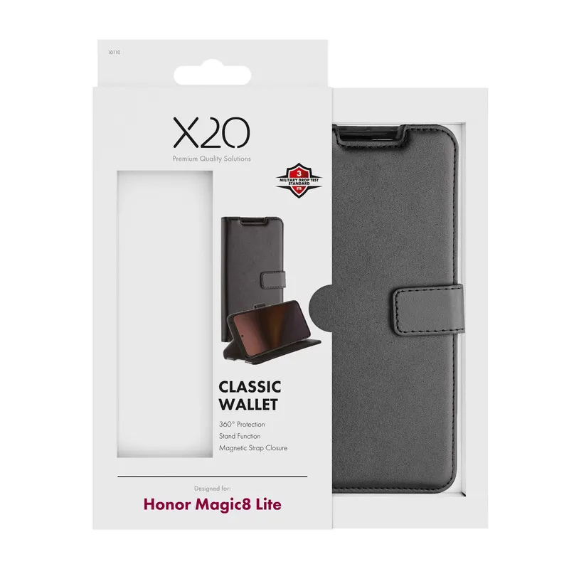 X2O Classic Wallet Plånboksfodral Honor Magic8 Lite Svart - 3410110