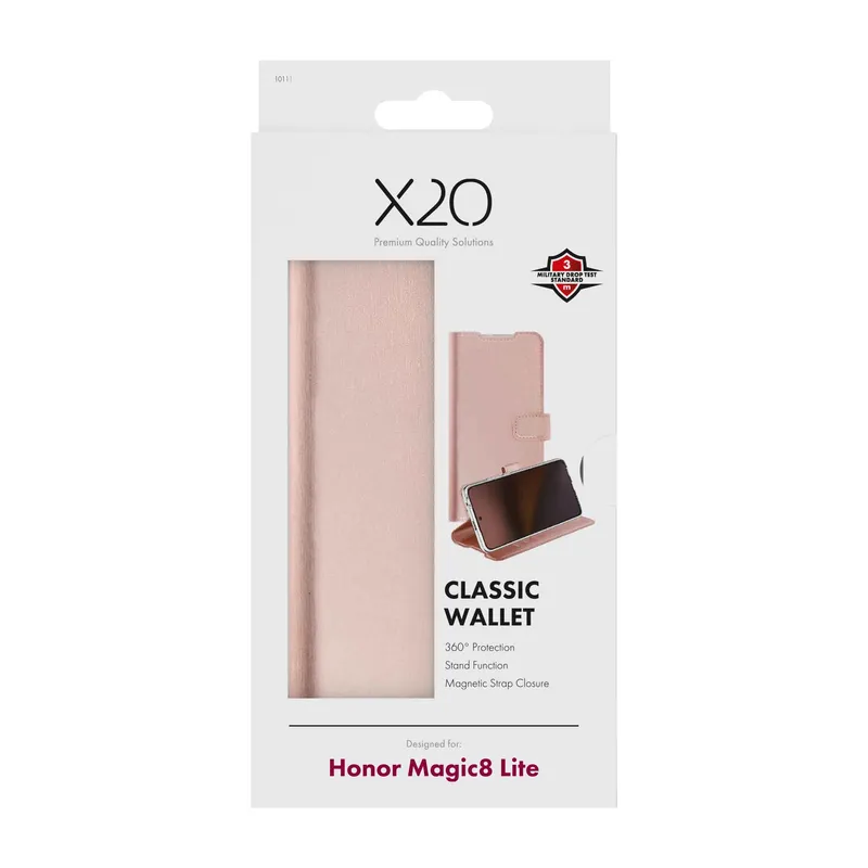 X2O Classic Wallet Plånboksfodral Honor Magic8 Lite Rose Gold - 3410111