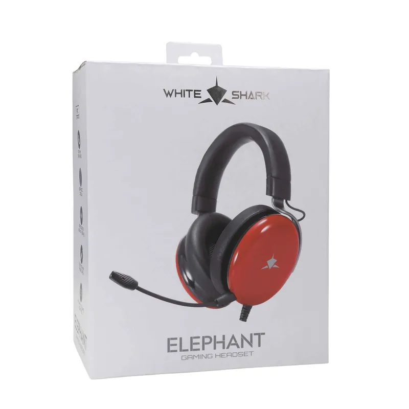 White Shark ELEPHANT Over-Ear Spelheadset Röd/Svart - 9450803
