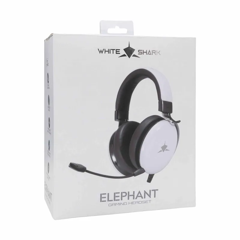White Shark ELEPHANT Over-Ear Spelheadset Vit/Svart - 9450804