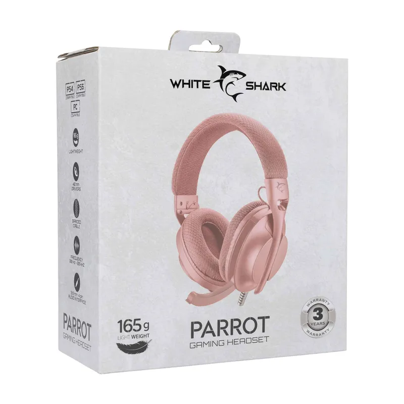 White Shark PARROT On-Ear Spelheadset Rosa - 9450504