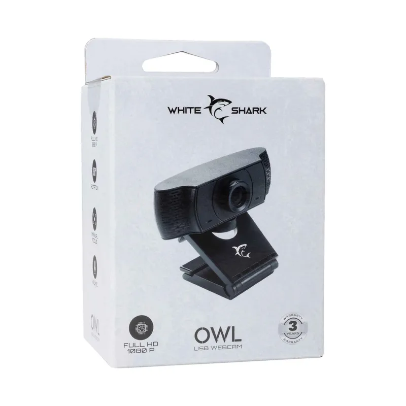 White Shark OWL Full HD USB Webbkamera, svart - 7326770