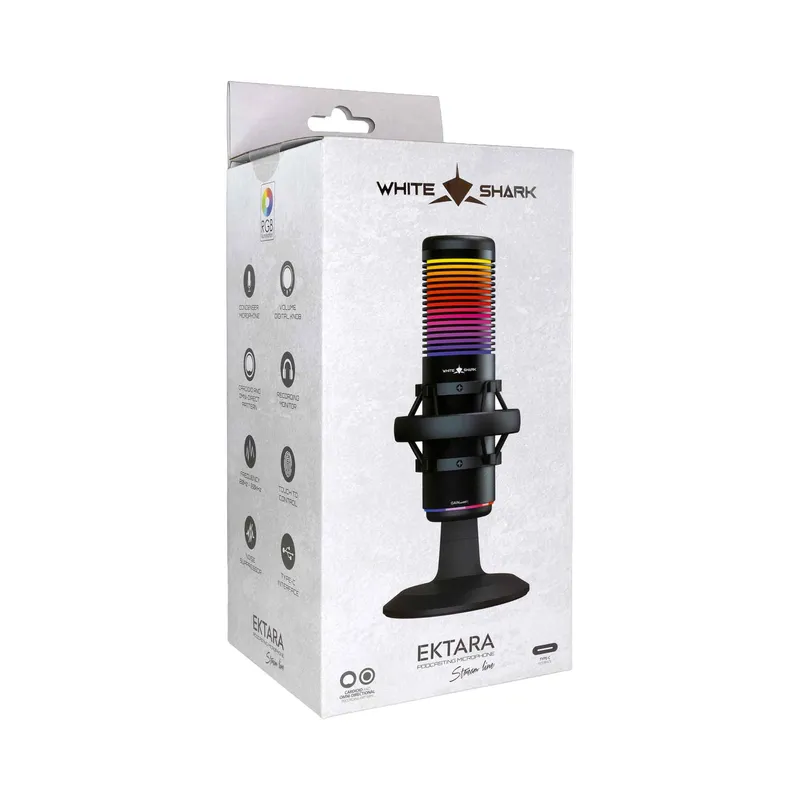 White Shark EKTARA RGB USB Mikrofon Svart - 9450966