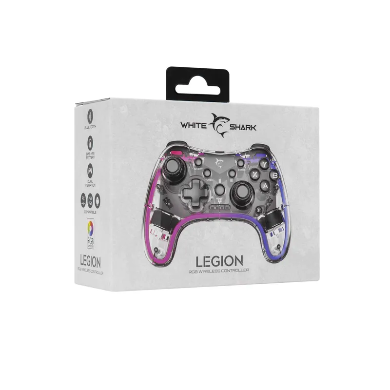 White Shark LEGION BT RGB Gamepad Klar/Svart - 9383759
