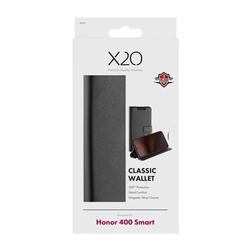 X2O Classic Wallet Plånboksfodral Honor 400 Smart Svart - 3410152