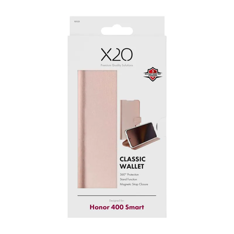 X2O Classic Wallet Plånboksfodral Honor 400 Smart Rose Gold - 3410153