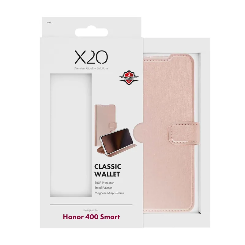 X2O Classic Wallet Plånboksfodral Honor 400 Smart Rose Gold - 3410153