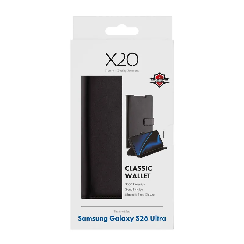 X2O Classic Wallet Plånboksfodral Samsung Galaxy S26 Ultra Svart - 3410092