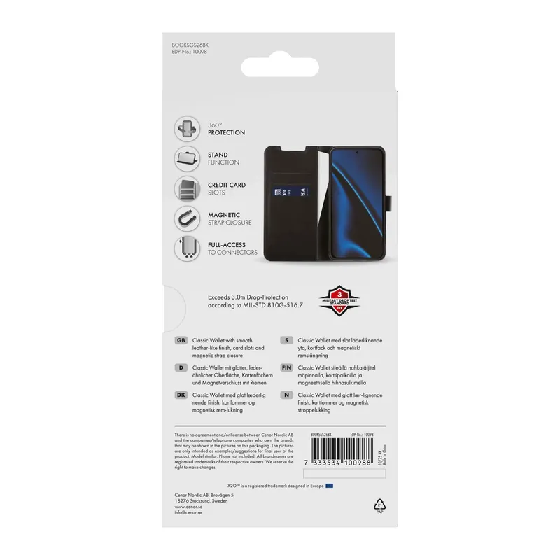 X2O Classic Wallet Plånboksfodral Samsung Galaxy S26 Svart - 3410098