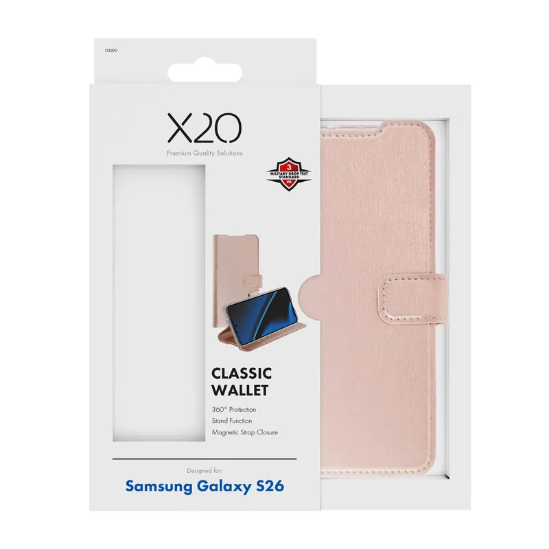 X2O Classic Wallet Plånboksfodral Samsung Galaxy S26 Rose Gold - 3410099