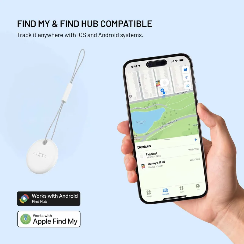 FIXED TAG Dual Tracker lokaliserare för Apple och Android Vit - 8018828