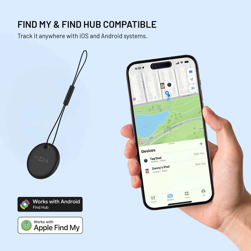 FIXED TAG Dual Tracker lokaliserare för Apple och Android Black - 8018829