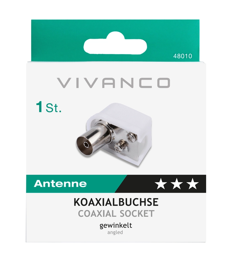 Vivanco Antennkontakt hona 90° vit - 2848010