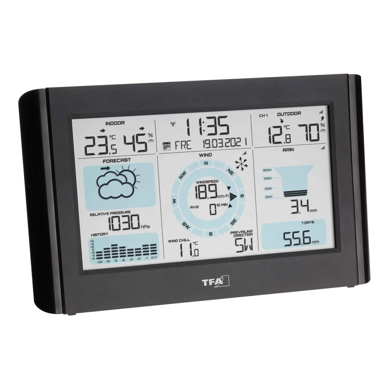 TFA Trådlös Väderstation WEATHER PRO Vind- och Regnmätare Svart - 1603723