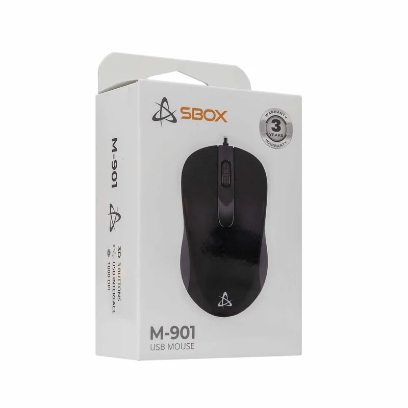 SBOX Trådad USB Mus 3D 1.000dpi Svart - 2053875