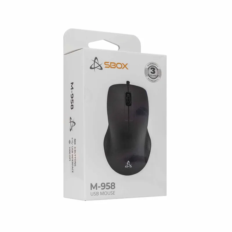 SBOX Trådad USB Mus 3D 1.000dpi Svart - 2053830