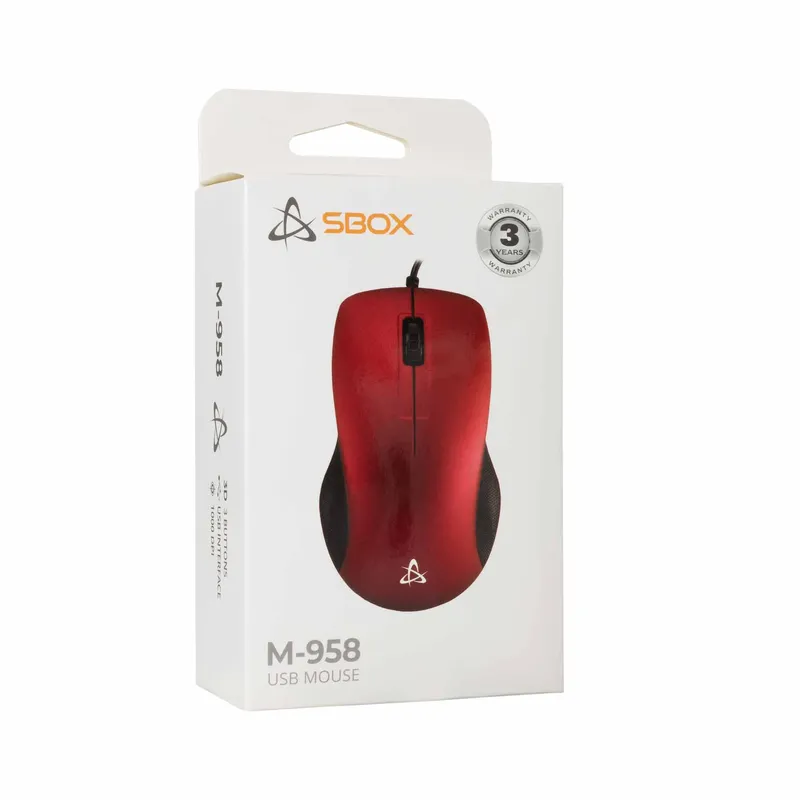SBOX Trådad USB Mus 1.000dpi Röd - 2053831