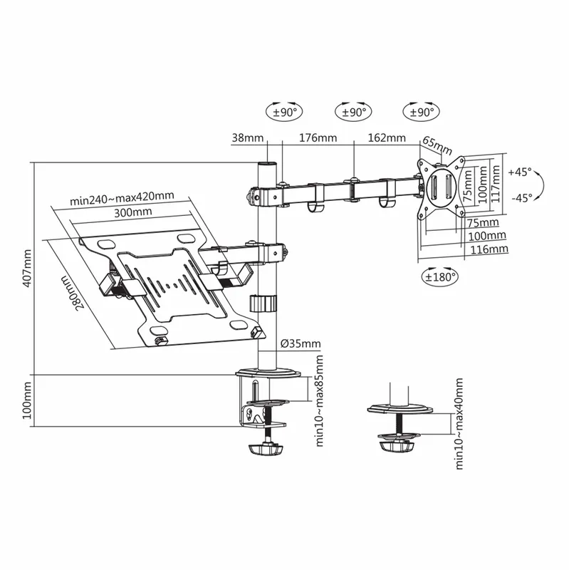 SBOX Skrivbord Skärmfäste VESA 100/32