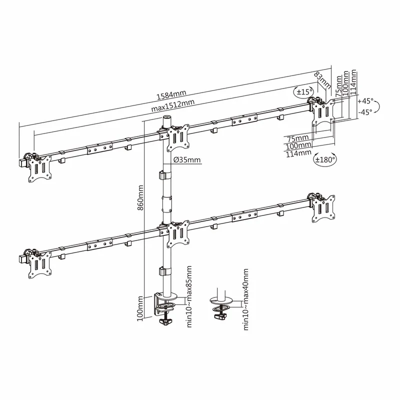 SBOX Skrivbord Skärmfäste VESA 100/32