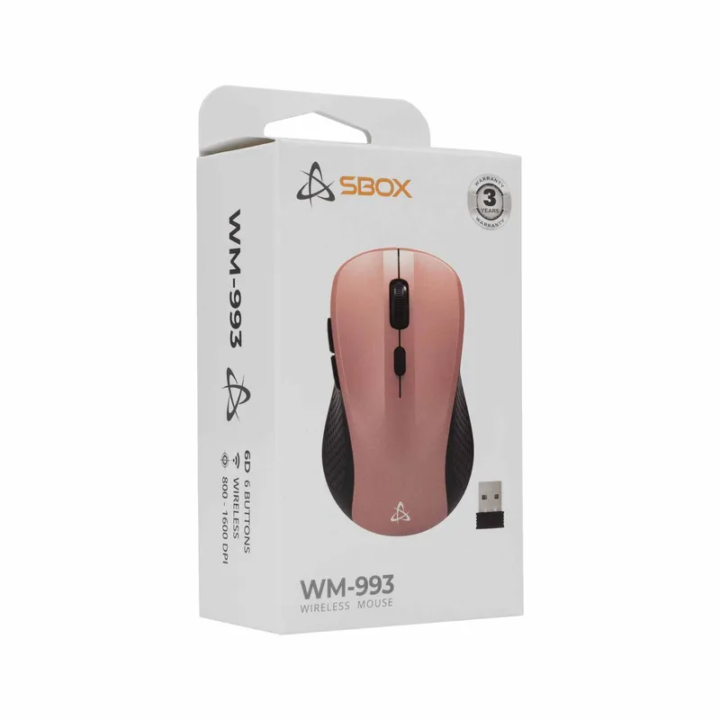 SBOX 2.4 GHz Trådlösa Mus 6D 1.600dpi Pink - 9450346