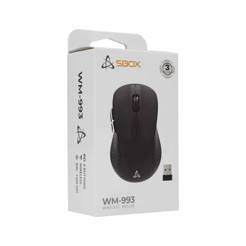 SBOX 2.4 GHz Trådlösa Mus 6D 1.600dpi Svart - 9450344