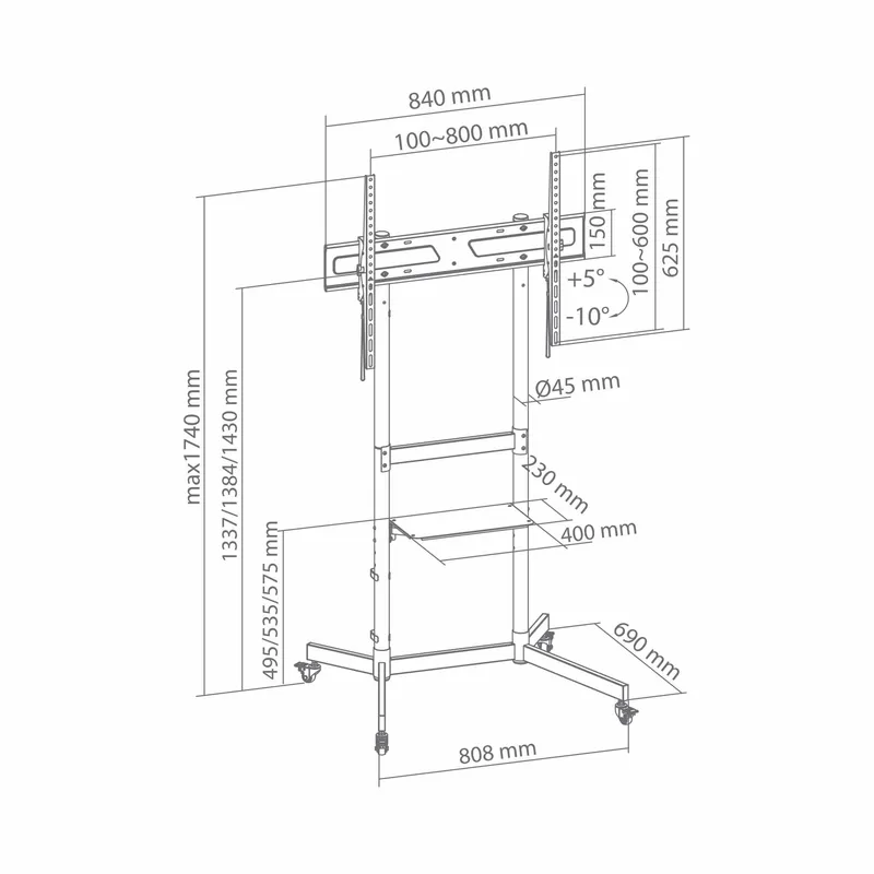 SBOX Mobilt Golvstativ VESA 800/100
