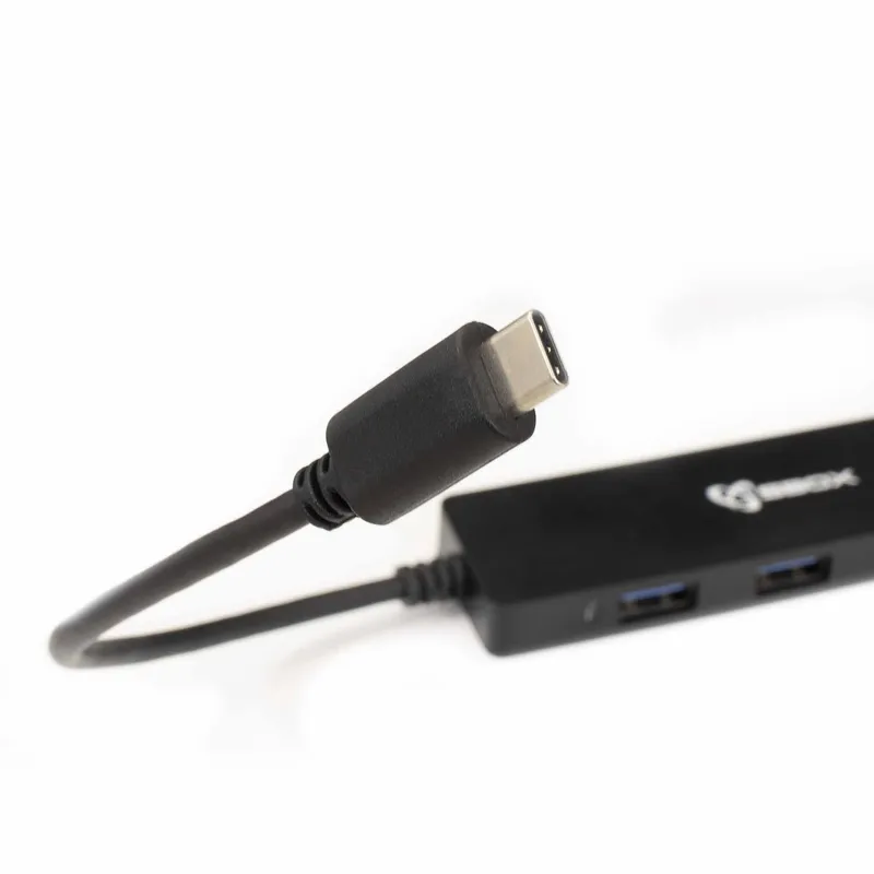 SBOX 4i1 USB-C Slim Hub 4x USB-A Svart - 7326688