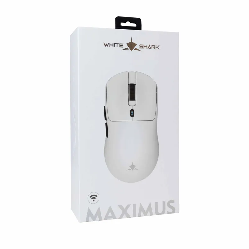 White Shark Premium MAXIMUS Trådlös Spelmus 6D 26.000dpi Vit - 9450807