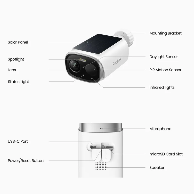 Reolink Argus Solar batteridriven Wi-Fi-kamera för utomhusbruk Vit - 8503701