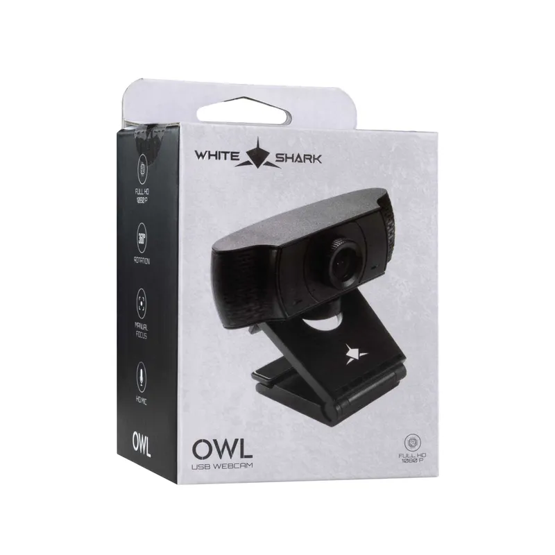 White Shark OWL Full HD USB Webbkamera, svart - 7326770