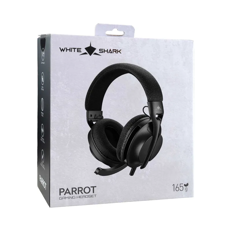 White Shark PARROT On-Ear Spelheadset Svart - 9450502