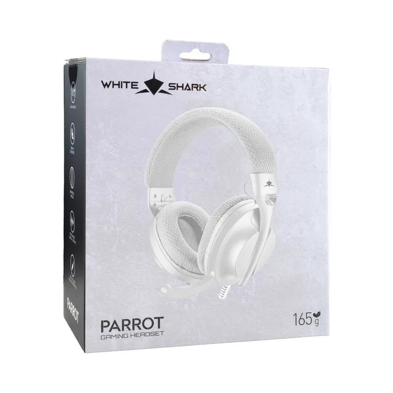 White Shark PARROT On-Ear Spelheadset Vit/Grå - 9450503