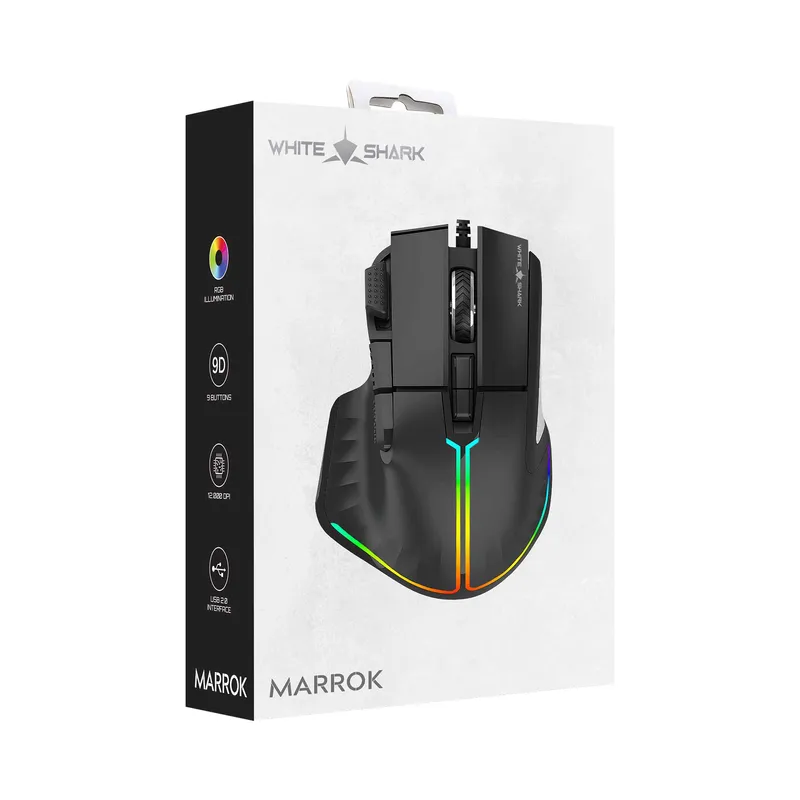 White Shark MARROK Spelmöss 9D 12.000dpi Svart - 7327116
