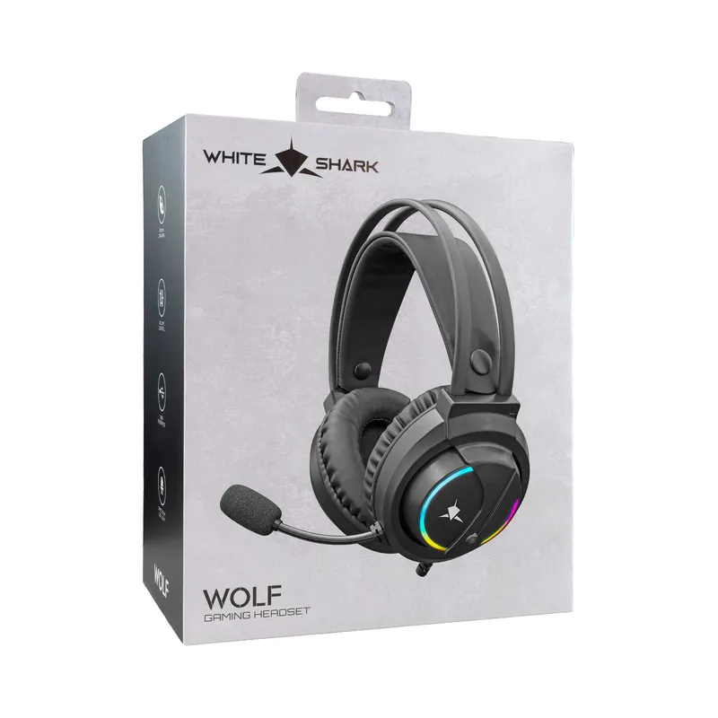 White Shark WOLF On-Ear Spelheadset Svart - 7326739