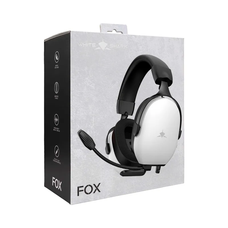 White Shark FOX Over-Ear Spelheadset Vit/Svart - 9450739
