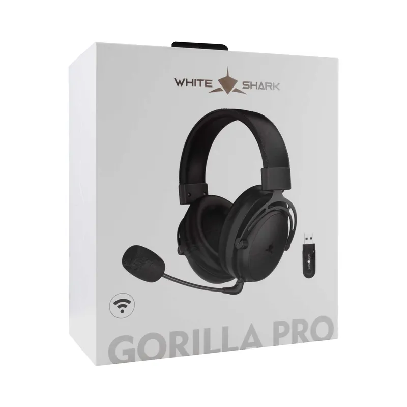 White Shark Premium GORILLA PRO Trådlöst Over-Ear Spelheadset Svart - 9450658