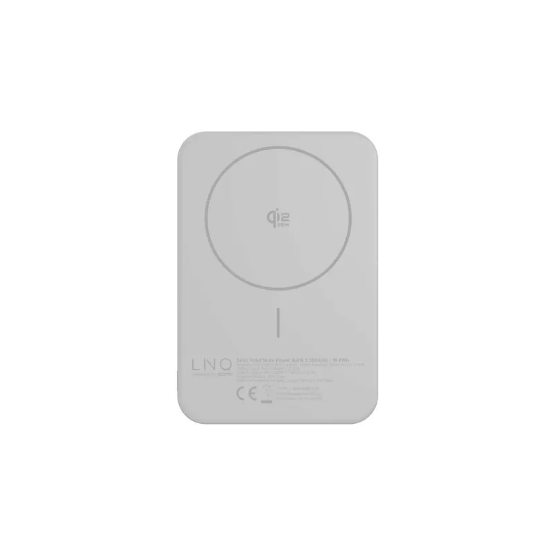 LINQ Magnetisk Trådlös QI2.2 Power Bank 25W/5.000mAh Silver - 7462338