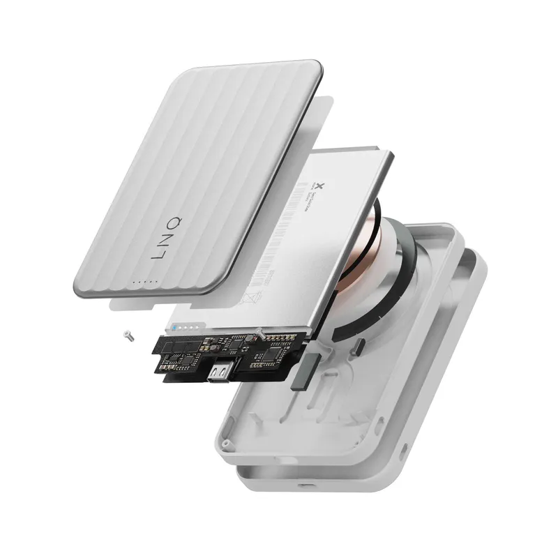 LINQ Magnetisk Trådlös QI2.2 Power Bank 25W/5.000mAh Silver - 7462338