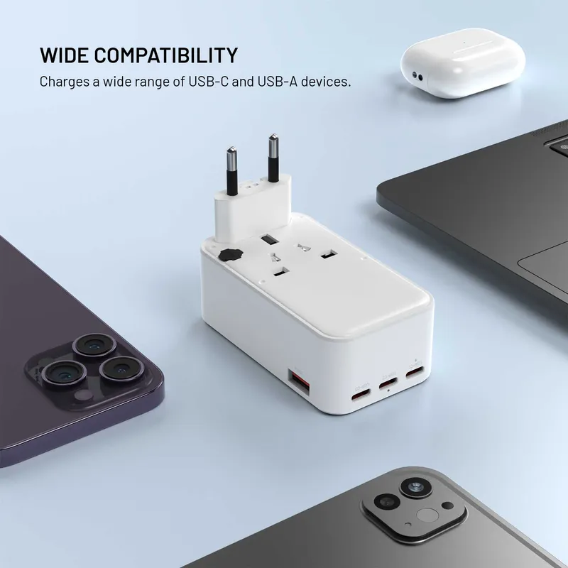 FIXED Reseladdare USB-C/-A 70W EU/Storbritannien/USA/Australien Vit - 8019468