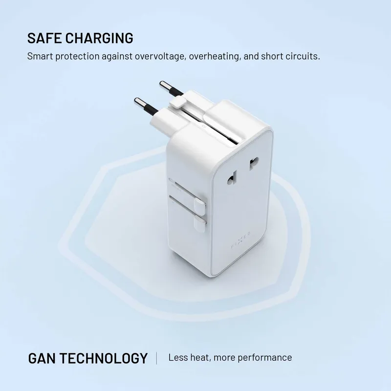 FIXED Reseladdare USB-C/-A 70W EU/Storbritannien/USA/Australien Vit - 8019468