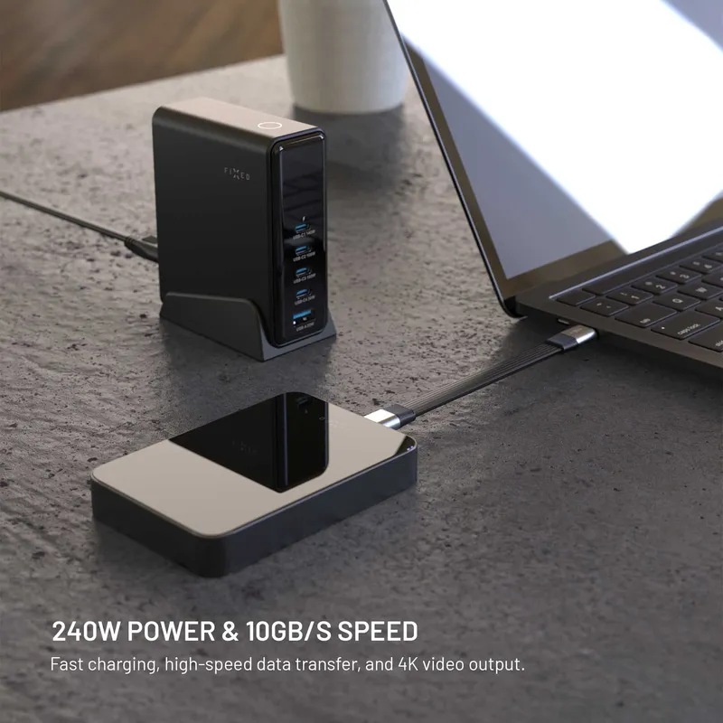 FIXED Clip USB 3.2 Gen2 240W USB-C/C 10Gpbs kabel Svart - 8019456